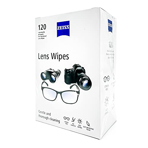 Zeiss Lens Cleaning Wipes, Pre-Moistened, Individually Wrapped Wipes For Coated Glass On Binoculars, Glasses, Sunglasses, Camera Lenses, And Scopes, 120 Count #TOP1