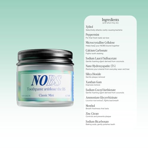 Image of NOBS (No Bad Stuff) Toothpaste Tablets - Nano Hydroxyapatite, Fluoride & Plastic Free, Eco & Travel Friendly - Remineralize with NHA (1 Month) (Pack of 2)