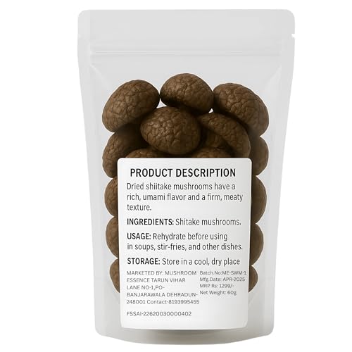 Image of Mushroom Essence Dried Shiitake Mushrooms | Sun-Dried, Whole, Grade A-100g | Rich Umami Flavor | Ideal for Soups, Stir-Fries & Broths |