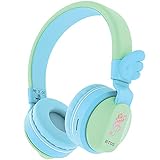 Riwbox BT05 Bluetooth Kids Headphones Wireless Foldable Headset Over Ear with Volume Limited and Mic/TF Card Compatible for iPad/iPhone/Tablet (Green&Blue)