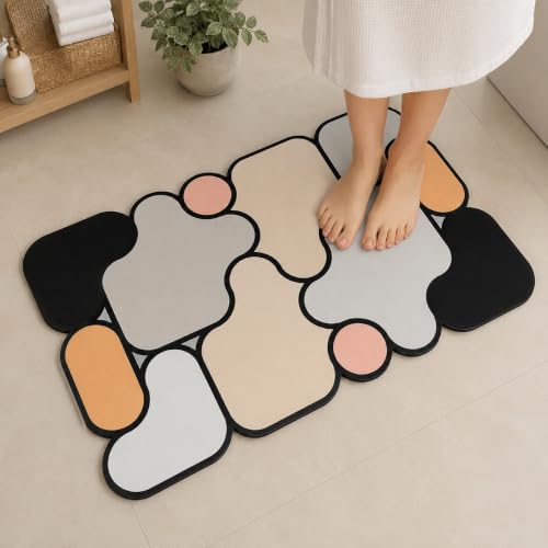 Image of Roseate Rubber Anti Skid (40x60 cm) Super Water Absorbent Mats for Home /Bathroom /Bedroom /Kitchen /Floor Mat (D1) Pack of 2