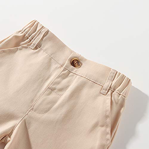 Kimocat Baby Boy Shirt And Tie Sets Long Sleeve Woven Top+ Bowknot+ Shorts With Suspender Straps Outfits (18/24Month, Green) #TOP2