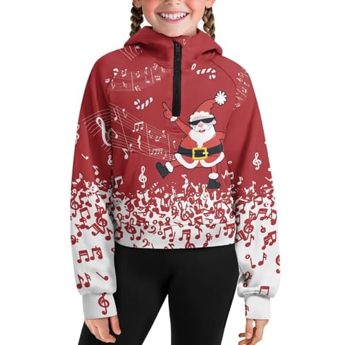 Girls' Hoodies Sweatshirts Half Zipper Pullover Crop Tops for Girls Long Sleeve Sweater with Kangaroo Pocket