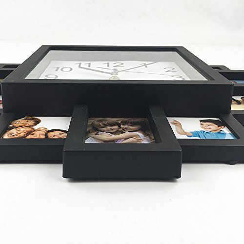 Timelike Diy Frame Clock, Diy Wall Clock Modern Design Diy Photo Frame Clock Plastic Art Pictures Clock Unique Klok Home Decor - Make Your Own Multi-Photo Clock (Black) #TOP3