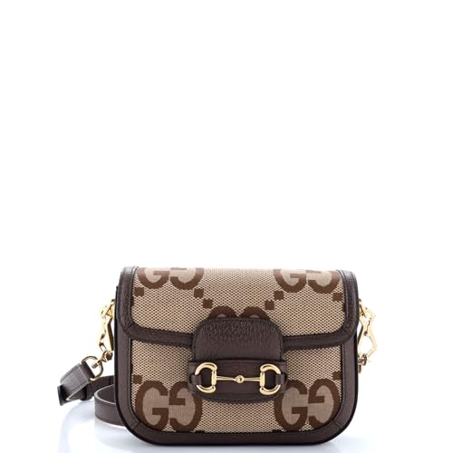 Gucci, Pre-Loved Horsebit 1955 Shoulder Bag Jumbo GG Canvas Mini, Brown