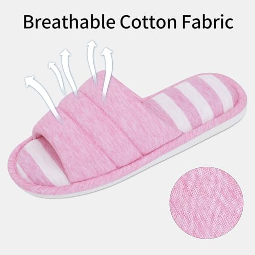 Image of shevalues Open Toe House Slippers for Women Men Memory Foam Bedroom Shoes