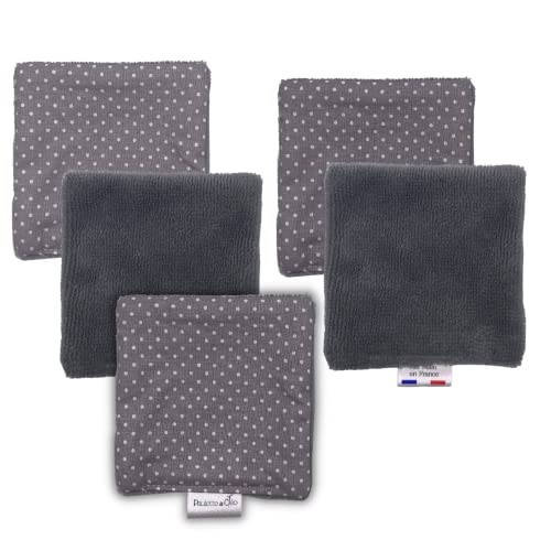Paulette & Cléo Discos Desmaquillantes Reutilizables X5 | Toallitas Desmaquillantes Reutilizables | Algodones Desmaquillantes de Algodon | Discos Reutilizables 10 x 10 cm | Hecho a mano en Francia