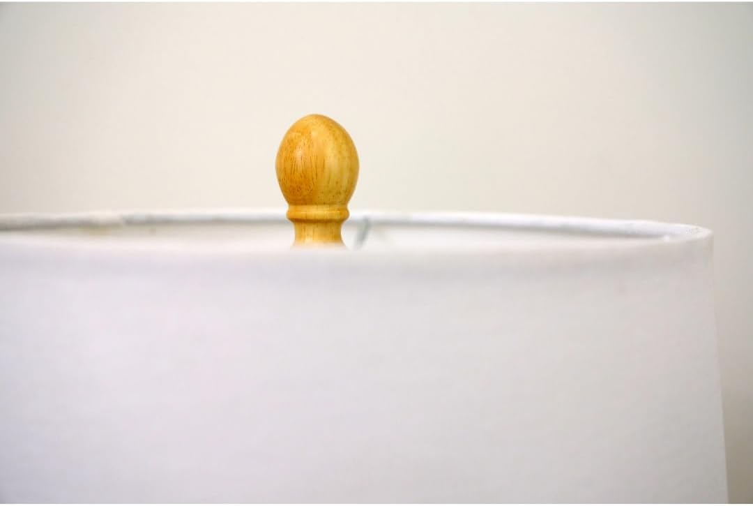 VNTSignature Ceramic Table Lamp with Blue Ombre Base, Wooden Accent, White Fabric Shade, Decorative Tassel, Modern Lighting, UL Listed (Ombre Blue)