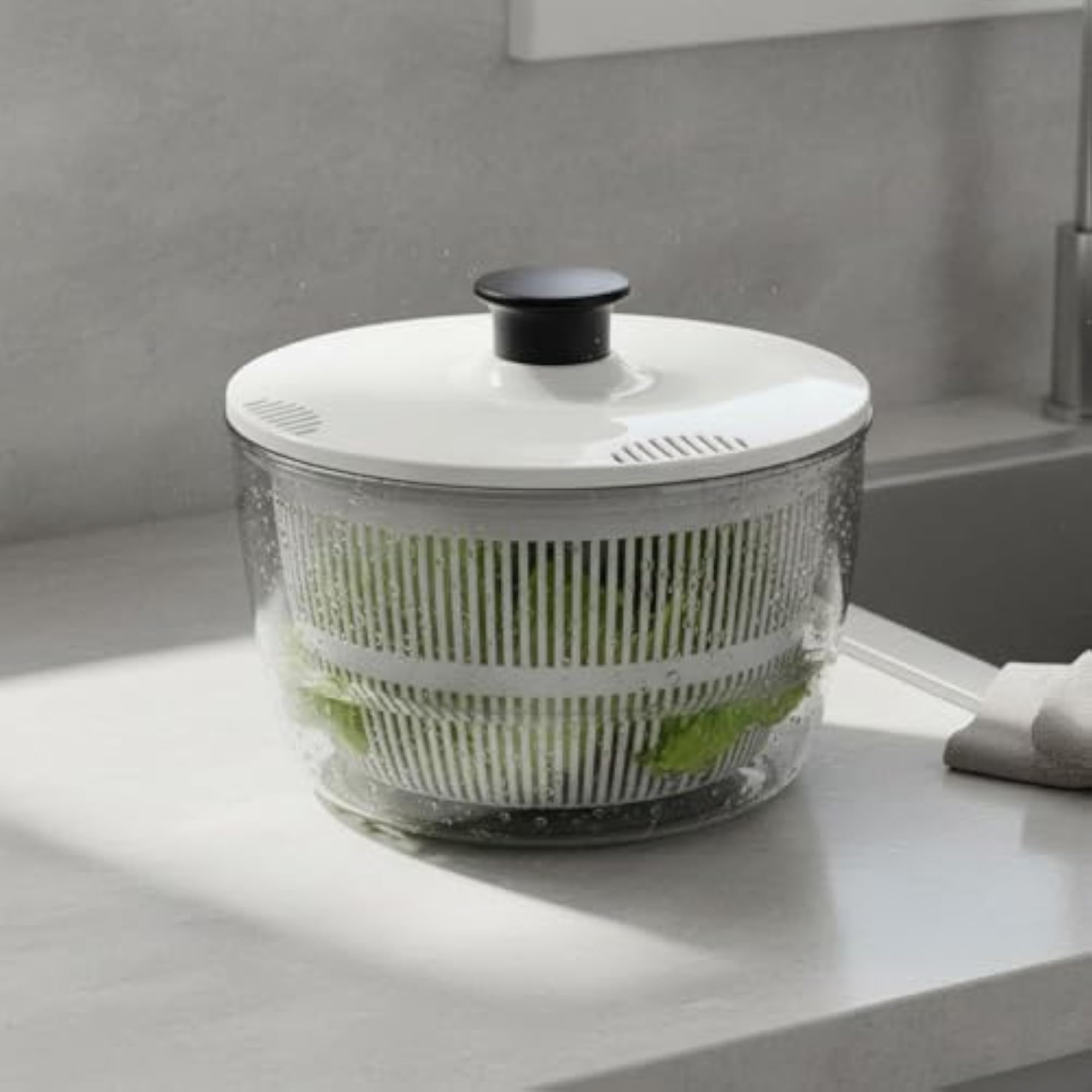 Transparent Manual Salad Drainer with Quick Draining Pump