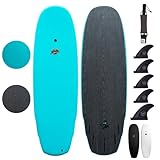 South Bay Board Co. - 4'10 / 5'5 / 6' / 6'8 / 7'7 / 8'4 / 9'6 Hybrid Surfboards - Shortboard & Longboard - Wax-Free Soft-Top Surfboard + Hard Epoxy Bottom Deck - Patented Heat Damage Prevention System