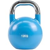 Pesa Kettlebell Entrenamiento De Fuerza Competitivo para Hombres Pesa Rusa, Mancuerna De Acero para Ejercicios En Casa, Diseño De Base Plana Antivuelco(Blue-12kg)