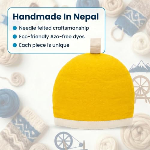 Image of Glaciart One Wool Teapot Cozy Kettle Cover | Dome Shaped Large Tea Cosy, Kettle or French Press | Handmade & Needle Felted from Natural Wool | Warms Up to 2 Hours | Great as Gift