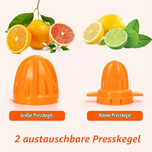 Aigostar Zitronenpresse Elektrisch 700ml, 2 Abnehmbaren Kegeln, 40W – Ansicht 3