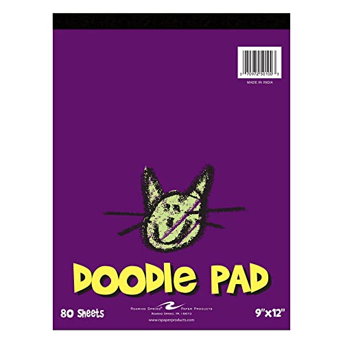 Roaring Spring Kids Doodle Art Pad, 9" X 12" 80 Sheets, White Newsprint Paper #TOP18