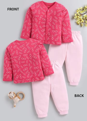 Image of LuvLap Baby Boys & Girls Regular Fit 100% Cotton Half Sleeves Jhabla & Shorts Set Pack of 2