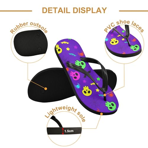 Burbuja Cartoon Skulls Flip Flops for Women Men, Soft Thong Sandals Rubber Slippers for Pool Beach Essentials3