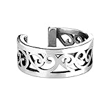 TATA GISELE © Bague d'Oreille en Laiton Argenté/Doré Vieilli - Motif Décor Arabesque Filigrane (Argenté)