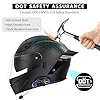 Bluetooth Motorcycle Helmet, Full Face Flip Up Modular Motorcycle Helmets with Bluetooth intercom headsets, DOT Approved Dual Visor Helmets for Adults Men Women-L