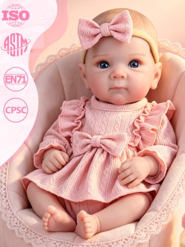 EKOKIZ Realistic 20-Inch Reborn Baby Doll, Weighted Lifelike Newborn Girl with Soft Cloth Body and Feeding Set, Gift for Ages 3+ — view 5