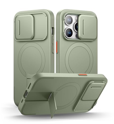 SURITCH ���C�P�[�XiPhone 14 pro�ƌ݊��� �ƃJ�����ی�J�o�[�ƒ����\�ȃX�^���h ���h�~�ϏՌ��ی�J�o�[iPhone 14 pro�p (�O���[��)