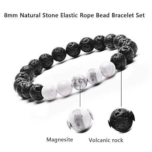 Tigerstar Natural Lava Rock Beads Bracelet,Stretch Elastic Bracelets,Adjustable Braided Rope Gemstone Bracelets For Men Women #TOP4