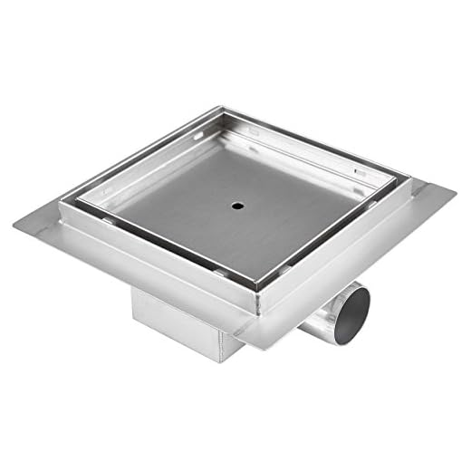 VILSTEIN VS-DB03-15B Canaletta sifone per Pavimento e Doccia, Quadrata, piastrellabile, 15 x 15 cm, Argento
