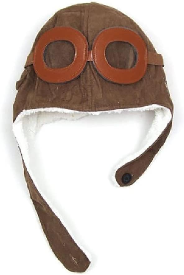 Unisex Children Pilot Hat Aviator Earflap Cap Warm Winter Flight Hat with Goggles Earmuffs Photography Prop for Baby Kid Brown