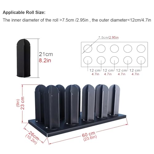 Soporte de núcleo redondo de 3" para rollos de vinilo con acabado negro de piso 3