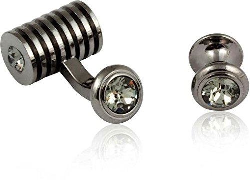 Cuff-Daddy Gunmetal Black Diamond Swarovski Barrel Crystal Cufflinks And Studs Formal Set With Jewelry Presentation Box Storage Travel Special Occasions Handmade Cufflinks & Shirt Accessories Business #TOP1