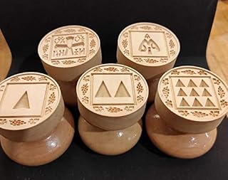 Stamp For The Holy Bread Orthodox Liturgy. Wooden Hand Carved Traditional Prosphora. Cookie Cutters Stamps. Bakeware Baking Molds (Diameter: 1.57-7.09 inches / 40-180 mm) (5 pcs Set Stamps)