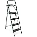 Goplus Folding Step Ladder, 4-Step Ladder w/Tool Tray, Non-Slip Footpads & Pedals, Cozy Padded Handgrip, Sturdy Metal Frame, 330 LBS Max Load, Metal Step Stool for Home Office