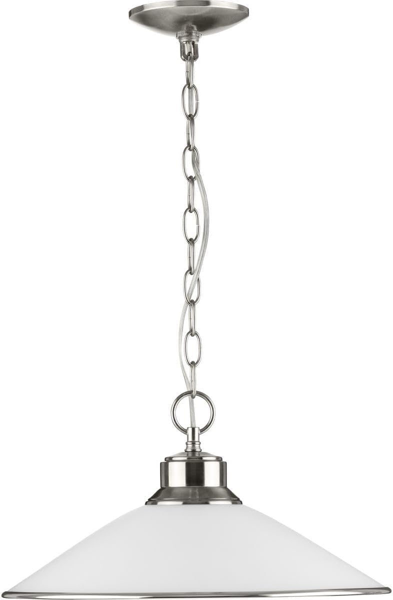 Progress Lighting 1-Light Champagne Glass Global Pendant Light, Staunton Collection, Indoor, P5013-09, Brushed Nickel