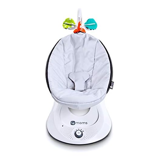 4moms RockaRoo Baby Rocker + Safety Strap Fastener, Compact Baby Rocker with Front to Back Gliding Motion, Grey Classic