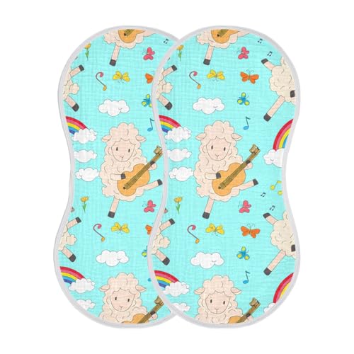 2 Pack Baby Burp Cloths, Soft Absorbent Burping Cloths for Babies, Cotton Milk Spit Up Rags, Large Size for Newborns, Baby Boys and Girls (Melody Flock Pattern)2
