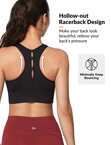 Yvette Womens Sports Bras High Impact Zip Front Sports Bra High Support Large Bust For Workout Running,Black #TOP1