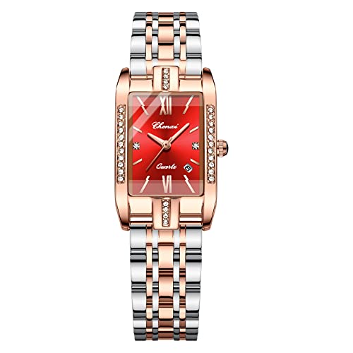 Avaner A79-68 Women'S Wrist Watches, Stainless Steel Quartz Watches, Square Watch Dress Watch With Calendar Window cover