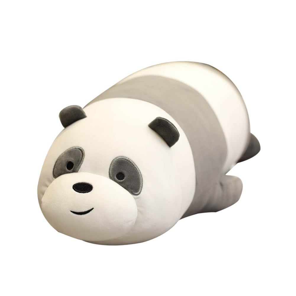 MayDee 3 BareBears Plush Doll, Cute Ice Bear Grizzly Panda Fluffy Stuffed Doll Toys for Kids Kawaii BareBears Cushion Throw Pillow (Gray,48cm)