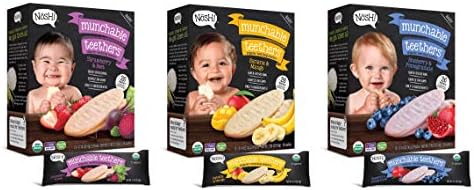 Nosh Baby Munchable Teethers Organic Rice Teething Wafers, 26 Piece, Sampler Pack (Pack of 3), Option 2