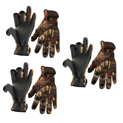 Gants d'hiver néoprène anti-glissement à 3 doigts coupés pour cyclisme et camping