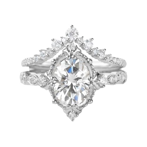 Vintage Moissanite Wedding Ring Set for Women 1.5CT Moissanite Bridal Ring Set S925/10K/14K/18K White Yellow Rose Gold Vintage Engagement Ring Set for Wife Bridal