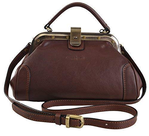 GIANNI CONTI IN PELLE ITALIANA S Tre SEZIONE Borsa a tracolla 9403124 - Rosso, Nero & Marrone - Marrone, Small