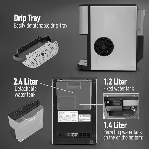 Deco Chef Self Dispensing Nugget Ice Maker Countertop, 46LB Per Day Automatic Chewable Ice, 1.8LB Per Hour, Additional 2-Year CPS Protection Plan Included
