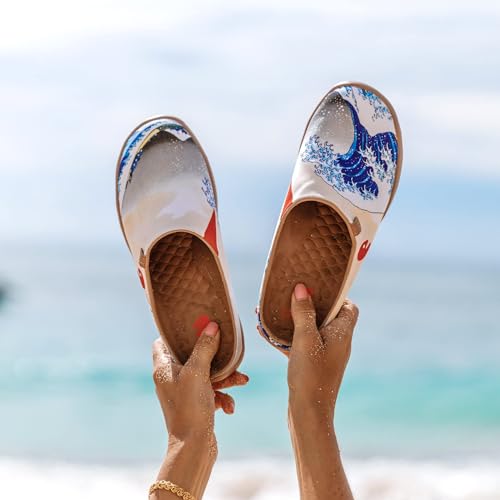 Image of UIN Slipper Woman Travel Art Painted Shoes Wide Toe Casual Home Slip On Mules Malaga
