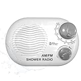 KEN-TECH Shower Radio - Includes Carrying or Hanging Strap. Portable Design Perfect for Bathroom, Kitchen, and Outdoor. Built in Speaker, Battery Operated Radio