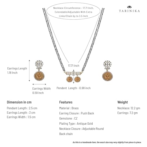 Dhriti Coin Antique Black Beads Mangalsutra Necklace Set | Indian Jewelry Set for Women | Perfect for Ethnic Occasions | Traditional South Indian Necklace | 1 Year Warranty*3