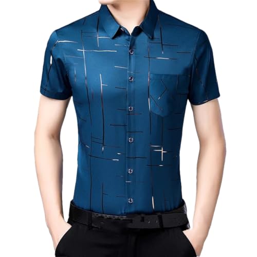Chemise à manches courtes en satin rayé : le chic masculin uni
