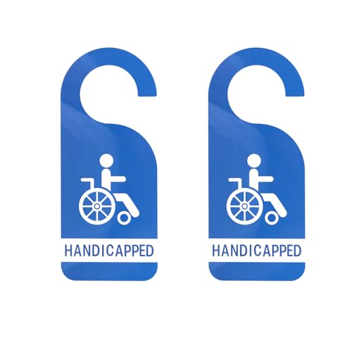 2pcs Handicap Parking Signs, 8.5x3.5 Inch Disabled Parking Permit Hanger Tag Handicapped Placard Obvious Wheelchair Pattern Plastic Wheelchair Reserved Tag for Car Outdoor Indoor