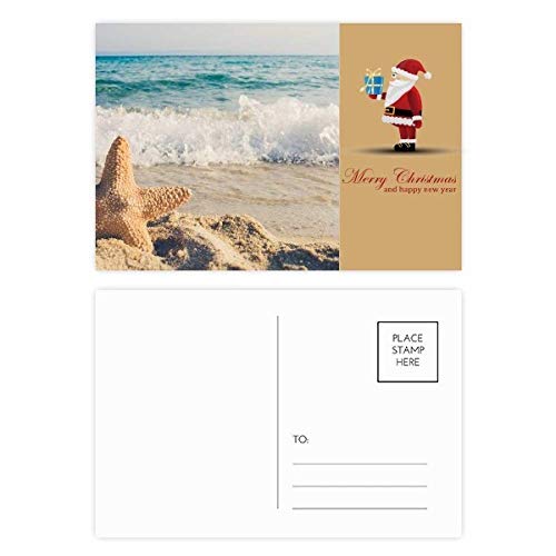Ocean Sand Beach Starfish Mar Picture Santa Claus - Juego de postales (20 unidades)