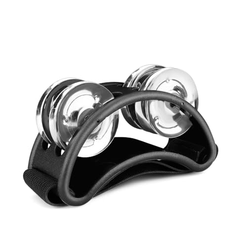 Flexzion Foot Tambourine Percussion Shaker for Adults with Jingles, Black
