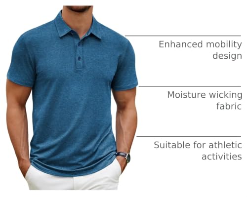 Image of COOFANDY Men's Polo Shirt Golf Quick Dry Performance Short Sleeve Moisture Wicking Athletic Polo Collared Tennis T-Shirt
